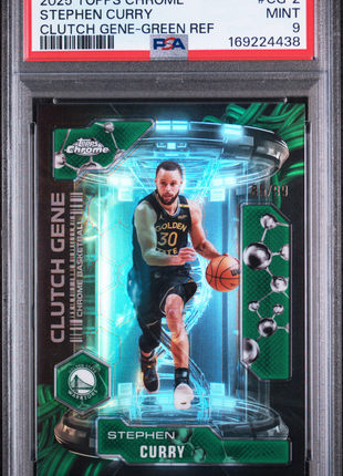 Stephen Curry 2025-26 Topps Chrome #CG-2 Clutch Gene Green Refractor /99 PSA9 MT