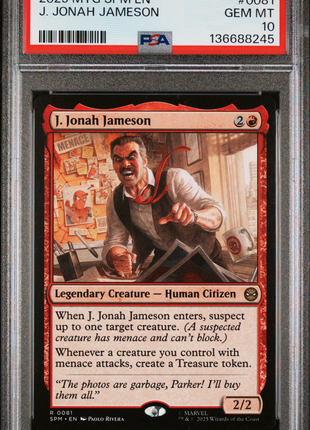 J. Jonah Jameson 2025 Magic The Gathering Marvel's Spider-Man #0081 PSA10 GEM MT