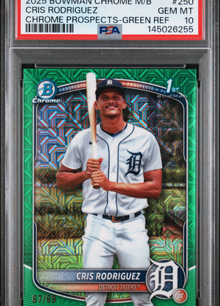 Cris Rodriguez 2025 Bowman Chrome Mega Box Green Refractor /99 RC PSA10 GEM MT