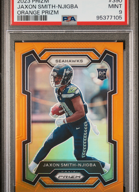 Jaxon Smith-Njigba 2023 Panini Prizm #390 Orange Prizm /249 RC PSA9 MINT Seahawk