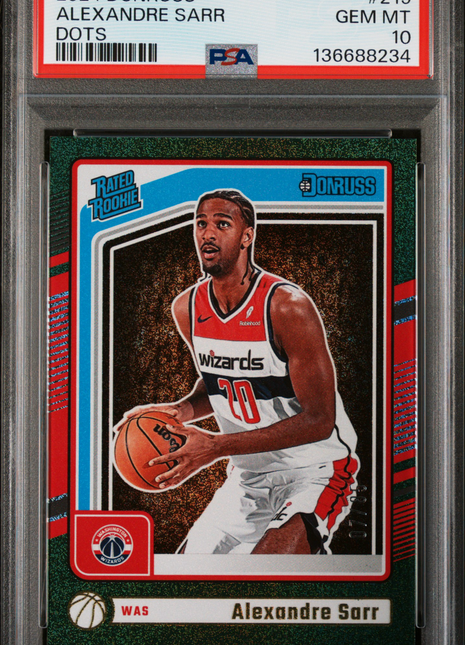 Alexandre Sarr 2024-25 Panini Donruss #215 Green Dots /85 RC PSA10 GEM MT