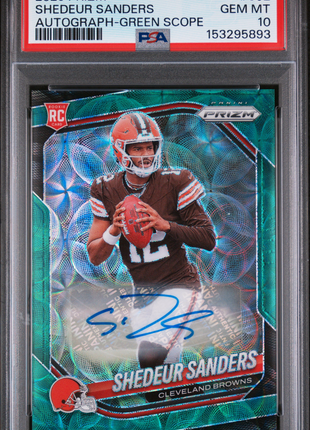 Shedeur Sanders 2025 Panini Prizm #302 Green Scope /75 RC Auto PSA10 GEM MT