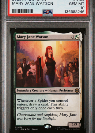 Mary Jane Watson 2025 Magic The Gathering Spider-Man #0134 Rare PSA10 GEM MT