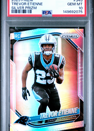 Trevor Etienne 2025 Panini Prizm #345 Silver Prizm RC PSA10 GEM MT