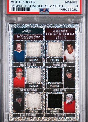 Gordie Howe 2022 Leaf In The Game Used 8-Patch Silver Sparkle /15 PSA8 NM-MT