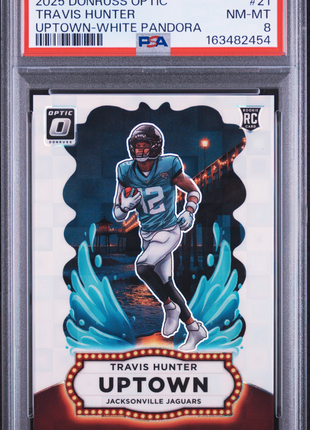 Travis Hunter 2025 Panini Donruss Optic Uptown White Pandora /25 RC PSA8 NM-MT