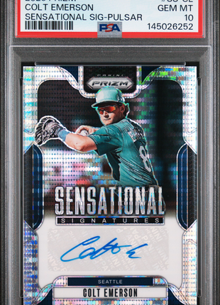 Colt Emerson 2025 Panini Prizm Sensational Sigs Pulsar/199 Auto PSA10 GEM MT