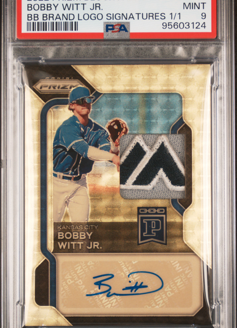 Bobby Witt Jr. 2022 Panini Prizm Blockchain Logo RPA 1/1 RC Auto PSA9 MINT
