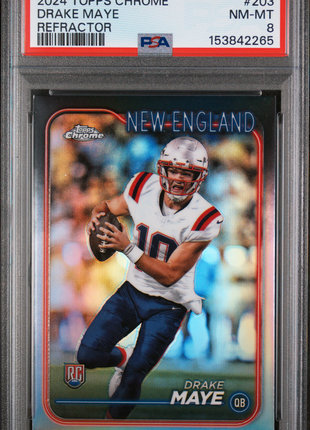Drake Maye 2024 Topps Chrome #203 Refractor RC PSA8 NM-MT Patriots