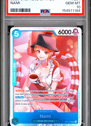 Nami 2025 One Piece Op11-A Fist Of Divine Speed #054 Holo PSA10 GEM MT