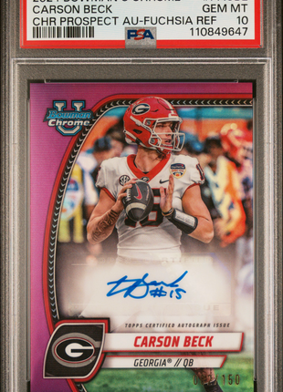 Carson Beck 2024 Bowman U Chrome #PACBE Fuchsia Refractor /150 Auto PSA10 GEM MT