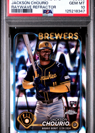 Jackson Chourio 2024 Topps Chrome Update #USC30 Raywave Refractor PSA10 GEM MT
