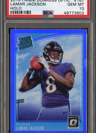 Lamar Jackson 2018 Panini Donruss Optic #167 Holo Rated Rookie RC PSA10 GEM MT