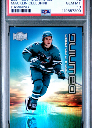 Macklin Celebrini 2024 Skybox Metal Universe #2 Dawning SSP RC PSA10 GEM MT