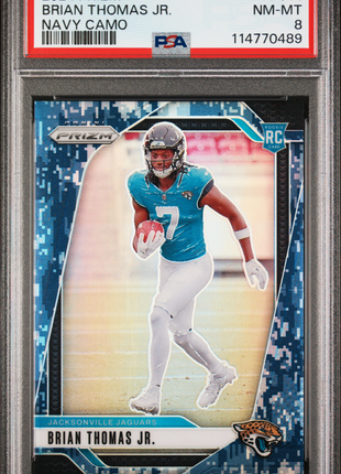 Brian Thomas Jr. 2024 Panini Prizm #314 Navy Camo /25 RC PSA8 NM-MT Jaguars