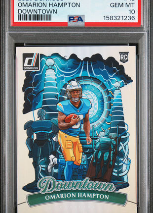 Omarion Hampton 2025 Panini Donruss #16 Downtown RC SSP Case Hit PSA10 GEM MT