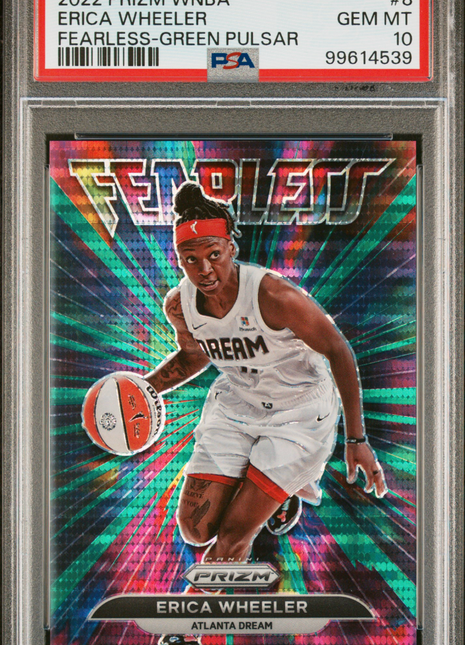 Erica Wheeler 2022 Panini Prizm WNBA Fearless #8 Green Pulsar /25 PSA10 GEM MT