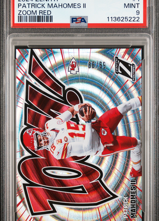 Patrick Mahomes II 2024 Panini Zenith #1 Zoom Red /99 Case Hit SSP PSA9 MINT