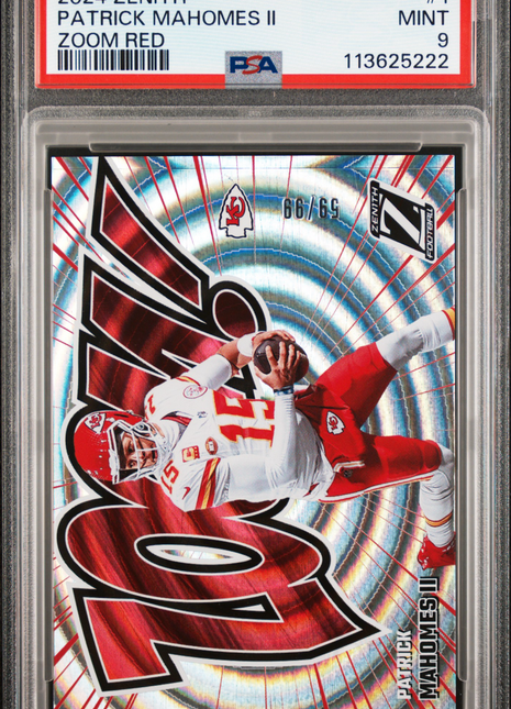 Patrick Mahomes II 2024 Panini Zenith #1 Zoom Red /99 Case Hit SSP PSA9 MINT