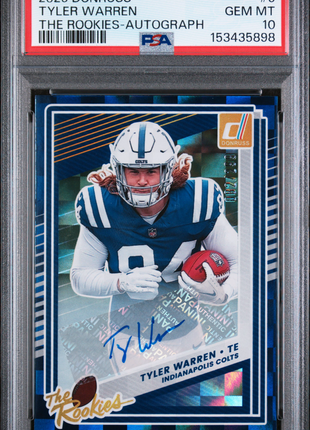 Tyler Warren 2025 Panini Donruss #9 The Rookies /299 RC Auto PSA10 GEM MT