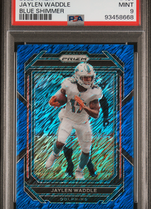 Jaylen Waddle 2022 Panini Prizm #181 Blue Shimmer /25 PSA9 MINT Dolphins