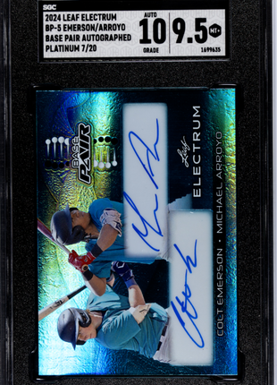 Colt Emerson/Michael Arroyo 2024 Leaf Electrum Platinum /20 Dual Auto SGC9.5 MT+