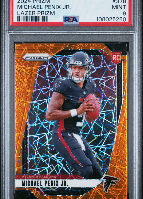 Michael Penix Jr. 2024 Panini Prizm #378 Lazer Rookie RC PSA9 MINT Falcons