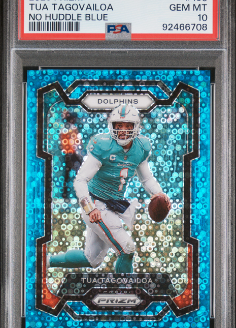 Tua Tagovailoa 2023 Panini Prizm #190 No Huddle Blue /95 PSA10 GEM MT Dolphins