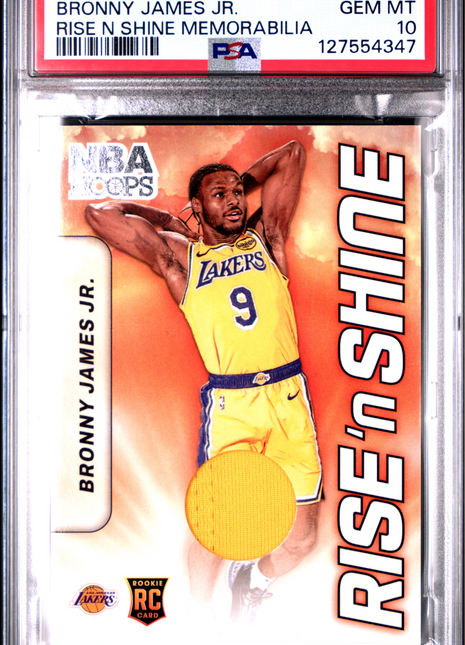 Bronny James Jr. 2024 NBA Hoops #RSMBJL Rise N Shine Patch RC PSA10 GEM MT