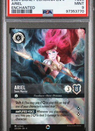 Ariel 2024 Disney Lorcana EN 4-Ursula's Return #220 Enchanted SSP PSA9 MINT