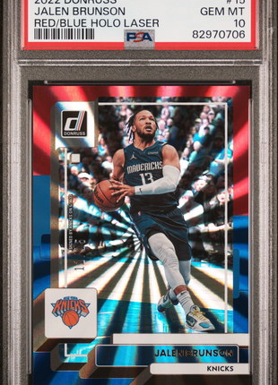 Jalen Brunson 2022-23 Panini Donruss #15 Red Blue Holo Laser /15 PSA10 GEM MT