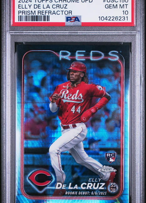 Elly De La Cruz 2024 Topps Chrome Update #USC150 Prism Refractor RC PSA10 GEM MT