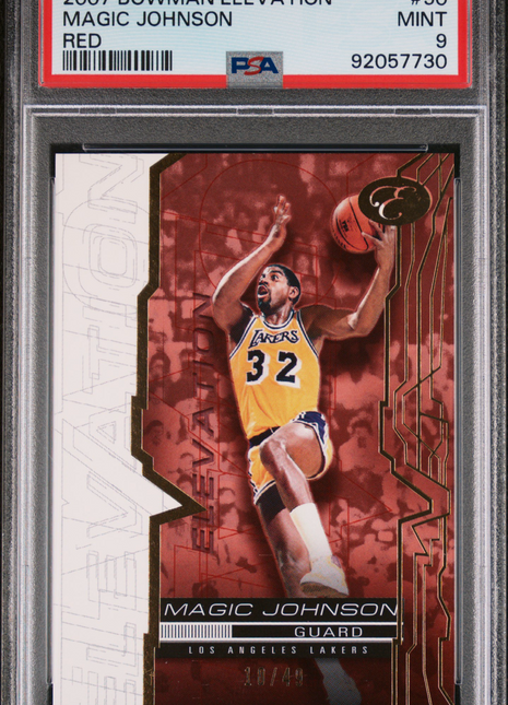 Magic Johnson 2007-08 Bowman Elevation #50 Red /49 PSA9 MINT Lakers