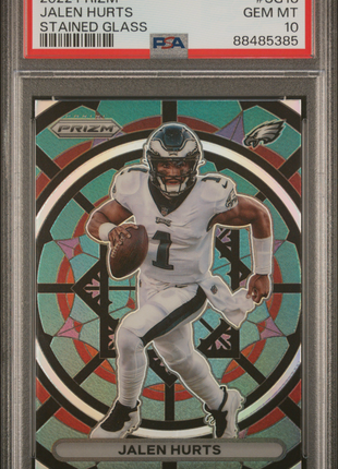 Jalen Hurts 2022 Panini Prizm #SG18 Stained Glass Case Hit SSP PSA10 GEM MT