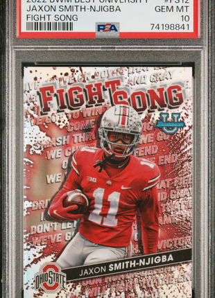 Jaxon Smith-Njigba 2022 Bowman's Best University #FS12 Fight Song PSA10 GEM MT