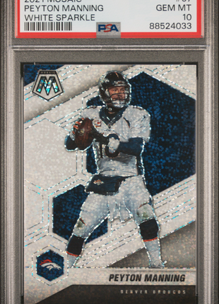 Peyton Manning 2021 Panini Mosaic #67 White Sparkle SSP PSA10 GEM MT