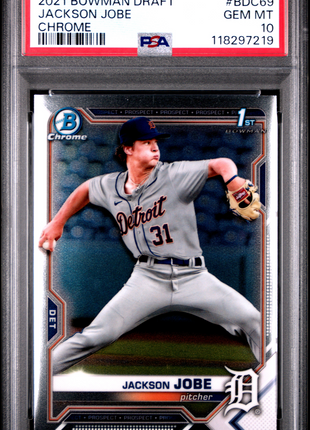 Jackson Jobe 2021 Bowman Draft #BDC69 Chrome 1st Bowman RC PSA10 GEM MT