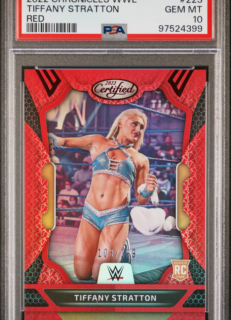 Tiffany Stratton 2022 Panini Chronicles WWE #223 Red /199 RC PSA10 GEM MT