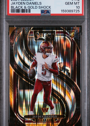 Jayden Daniels 2024 Panini Select #112 Black & Gold Shock RC PSA10 GEM MT