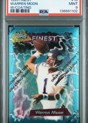 Warren Moon 1995 Finest #10 w/ Coating PSA9 MINT Vikings