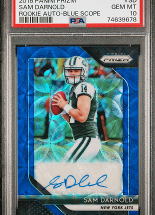Sam Darnold 2018 Panini Prizm #SD Blue Scope /75 Rookie RC Auto PSA10 GEM MT