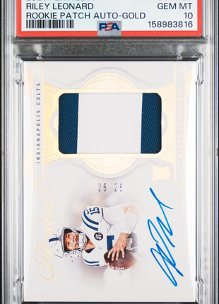 Riley Leonard 2025 Panini Flawless Gold /25 Rookie Patch RC Auto PSA10 GEM MT