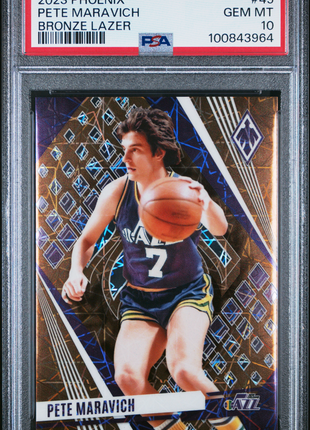 Pete Maravich 2023-24 Panini Phoenix #45 Bronze Lazer /49 SP PSA10 GEM MT Jazz