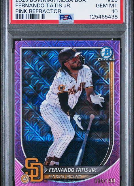 Fernando Tatis Jr. 2025 Bowman Mega Box #23 Pink Refractor /199 PSA10 GEM MT