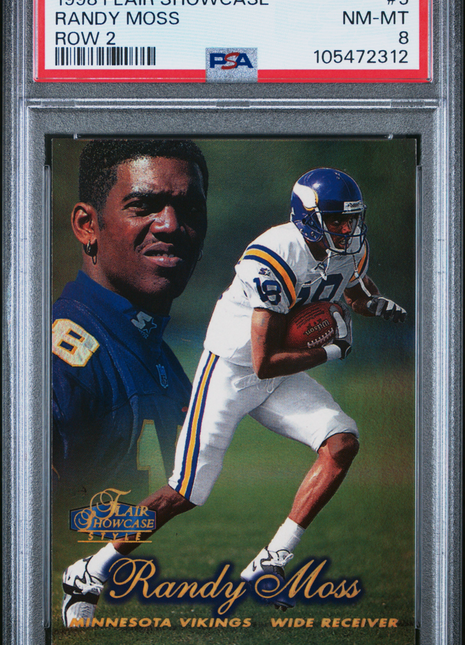 Randy Moss 1998 Flair Showcase #5 Row 2 Rookie RC PSA8 NM-MT Vikings