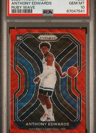 Anthony Edwards 2020-21 Panini Prizm #258 Ruby Wave Rookie RC PSA10 GEM MT