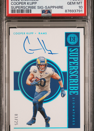 Cooper Kupp 2022 Panini Encased Superscribe Sigs Sapphire /25 Auto PSA10 GEM MT