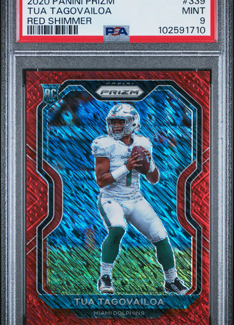 Tua Tagovailoa 2020 Panini Prizm #339 Red Shimmer FOTL /35 RC PSA9 MINT