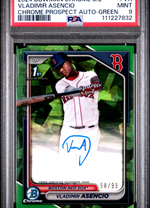 Vladimir Asencio 2024 Bowman Chrome Sapphire #VA Green /99 Auto PSA9 MINT