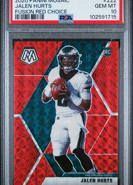 Jalen Hurts 2020 Panini Mosaic #222 Fusion Red Choice /80 RC PSA10 GEM MT